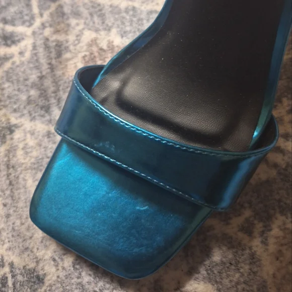 NEW Call It Spring Turquoise Metallic Blue Strappy Lace Up Heels 8.5 - Picture 6 of 6